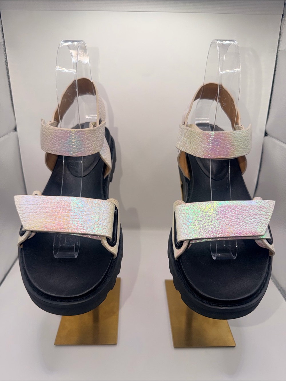 Marc Jacobs Iridescent White Platform Sandals
